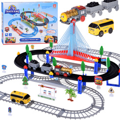 Electric Train Set 2-in-1 – Locomotive with Carriages + Track and Bus ZA5886