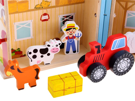 Wooden folding house farm animals ZA3723