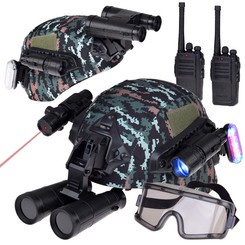 Soldier set helmet binoculars laser lamp walkie talkie camo ZA5310