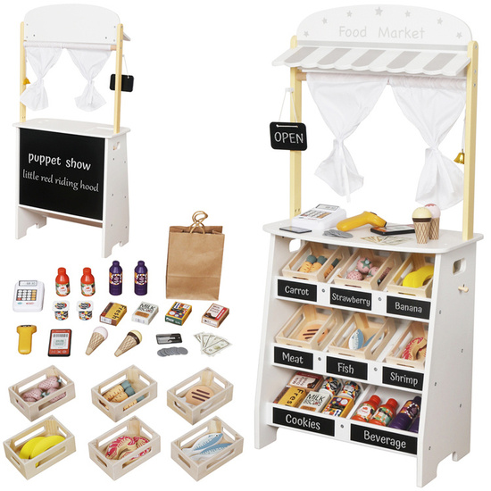 Sklep drewniany dla dzieci Stragan Teatrzyk 2w1  kreatywna zabawa ZA5267 