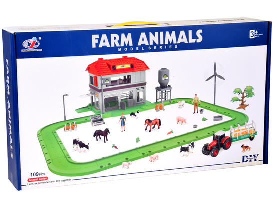 FARM ANIMALS SERIES Barn with road + tractor, figures and accessories ZA5687