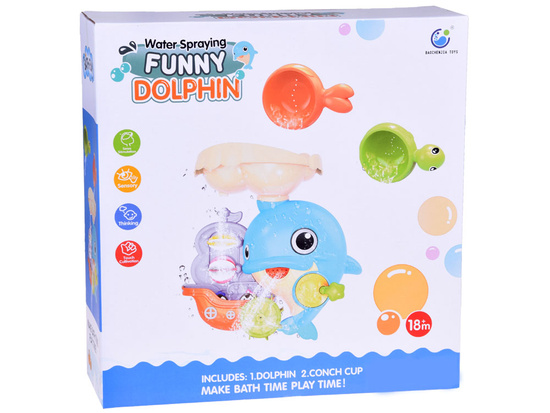 Cheerful dolphin bath toy + boat with penguins ZA5064