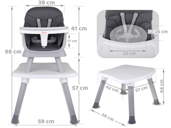 Multifunctional seat Highchair 6in1 set for children ZA5664