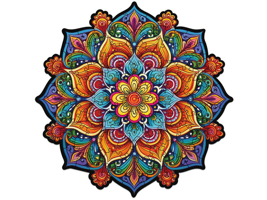 Alexander Mandala of Joy with orange swirls - wooden puzzle 100 pieces ZA6077