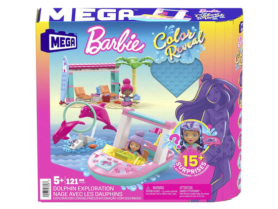 Klocki 121-elementów MEGA Barbie Color Reveal Przygoda z delfinami ZA5425