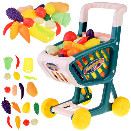 Shopping cart + vegetables, fruits, 32 items, fun in the store ZA4790