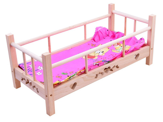 Wooden BED for dolls 50cm + bedding ZA2781