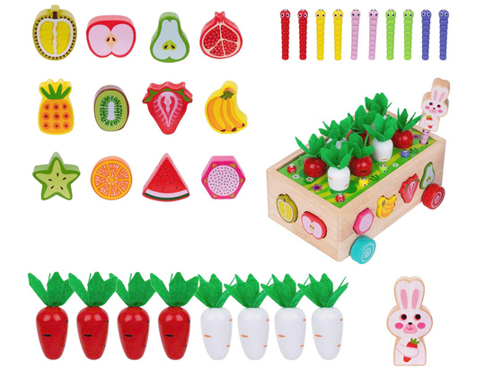 Sorter Montessori drewniany wózek złap robaczka marchewki układanka ZA5903