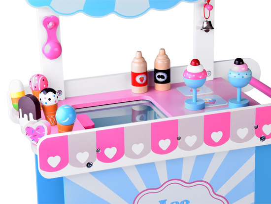 Large pastel wooden ice cream stand + 8 different ice creams ZA5945