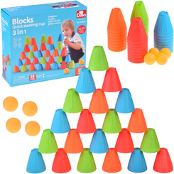 FAST CUPS skill game Triangular blocks + balls 38 pieces ZA5811