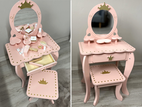 Wooden Royal Vanity Table with Mirror + Chair + Accessories ZA5934