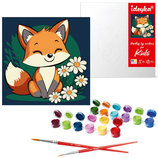 Malowanie po numerach dla dzieci 25x25cm KHO6299 Piękna lisiczka AP0084