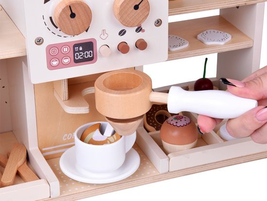 Wooden Coffee Shop Set – Café Playset with Coffee Machine, Cups & Desserts ZA5938