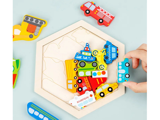 Wooden puzzle Vehicles fire brigade ship 16 pieces ZA4