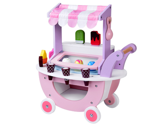 Pastel sweet ICE CREAM SHOP on wooden wheels + 8 different ice creams ZA5946