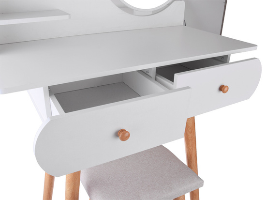 Functional white dressing table with mirror + stool + drawers ZA4820