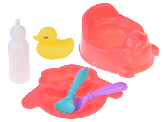 A set of accessories for a baby doll, potty blocks, duck ZA4800