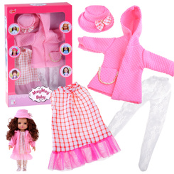 Pink doll clothes set for 36–40 cm doll: Dress, Coat, Hat ZA5839