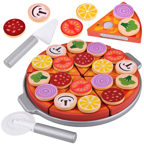 Set of WOODEN PIZZA for cutting 16.5 cm WITH VELCRO Accessories 27 pcs ZA4689