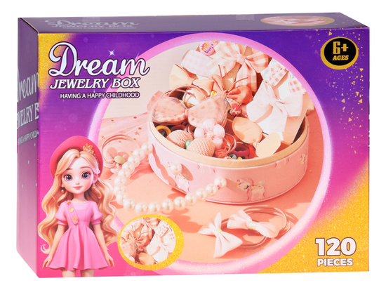 Charming jewelry box made of eco-leather with a mirror and hair accessories ZA5737