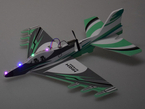 Foldable lightweight foam airplane flies LED lights propeller USB charging ZA5583