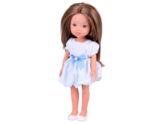 Lovely Girl Lalka szatynka z długimi włosami w białej sukience 33cm ZA5850