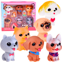Set of rubber dog figurines, 6 pieces, puppies, dogs ZA4629