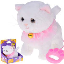 Interactive kitten walks on a leash, meows, and wags its tail ZA5592