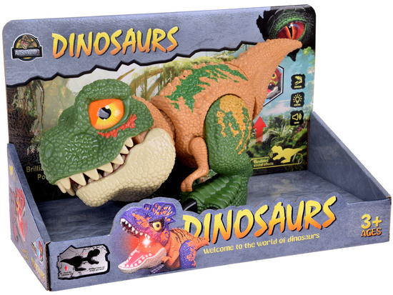 Movable DINOSAUR Tyrannosaurus Rex Sound + Light GREEN ZA5589