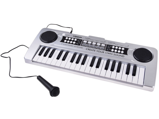 Organy mini KEYBOARD 37-klawiszy + mikrofon SREBRNY IN0183