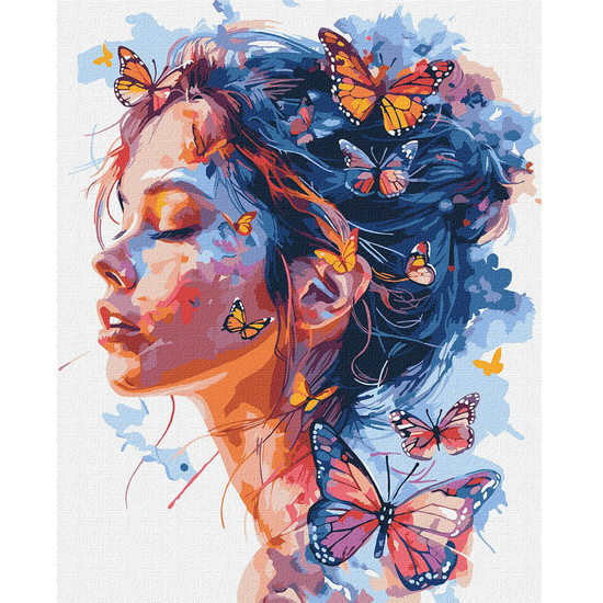 Painting by numbers on frame KHO8458 Girl and butterflies 40x50 cm AP0118