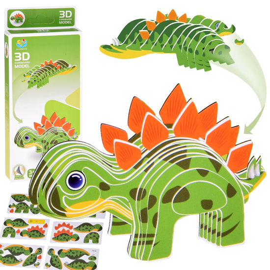 Puzzle 3D Kartonowy Model – Dinozaur Stegosaurus DIY Zrób to sam ZA5810