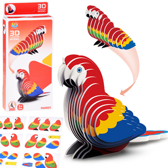 3D puzzle cardboard model colorful MACAW PARROT do it yourself DIY 24 pieces ZA5719