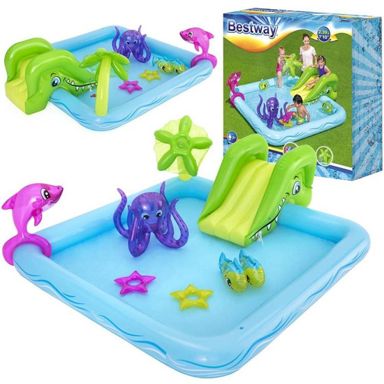 Bestway Water Playground for Children AQUARIUM Paddling Pool + Slide 53052
