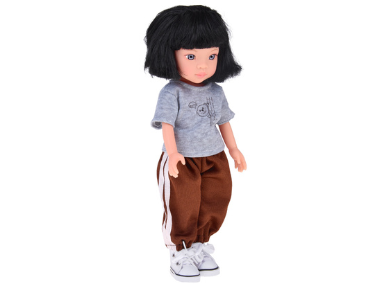 Lovely Girl Doll with Short Black Hair in a Sporty Outfit 33cm ZA5849