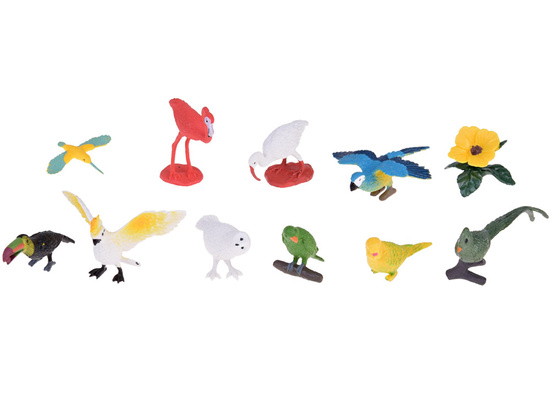 Set of colorful figurines Birds exotic animals 10 pcs ZA5295