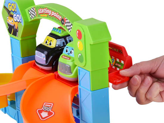 Spiral Track car set + police car and dump truck 19 pieces ZA5692