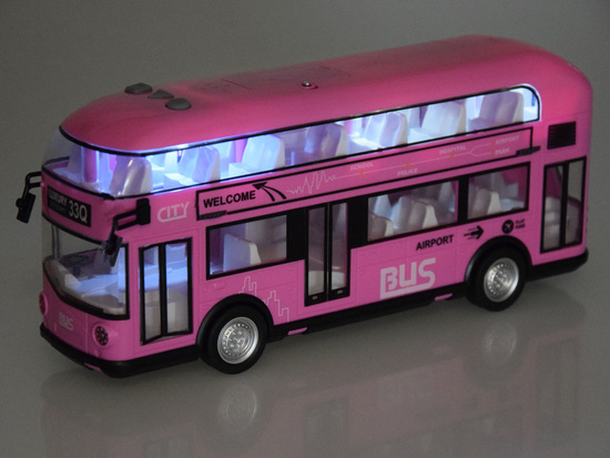 Pink double-decker bus with opening doors and sound ZA4748