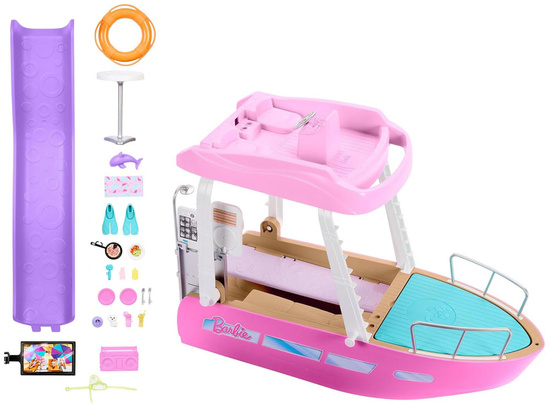 Mattel Barbie Motorboat for dolls with INTERIOR TRANSFORMATION + accessories ZA6042