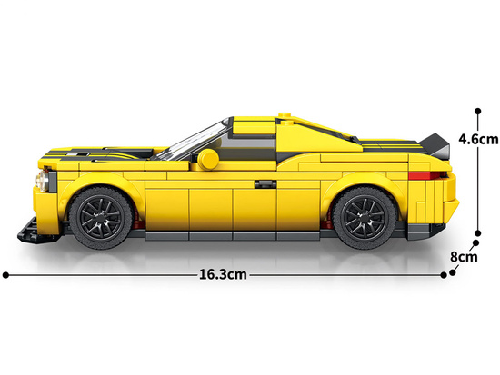 Klocki techniczne 319-elementów + naklejki Żółte Sportowe Auto ZA5260