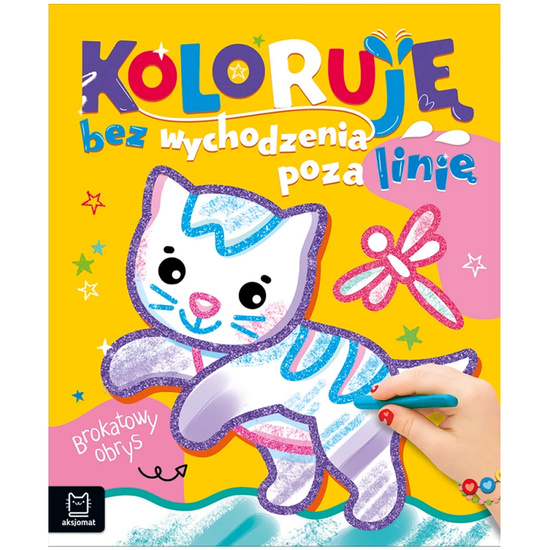 Aksjomat Kolorowy obrys bez wychodzenia poza linię. Brokatowy obrys. Z kotkiem KS1069