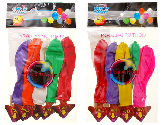 Set of colorful LED glowing balloons 5 pcs 30 cm impressive decoration ZA1591
