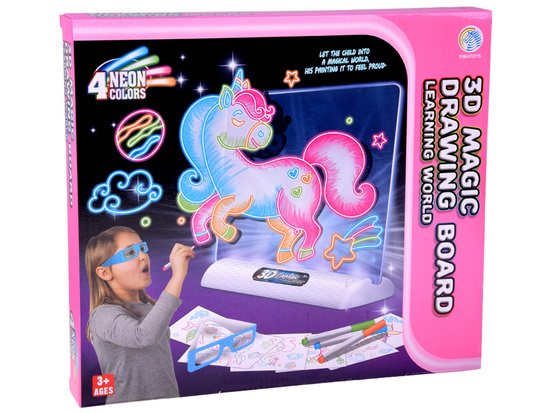 3D Drawing Board with LED Lighting + Markers and Glasses TA0115
