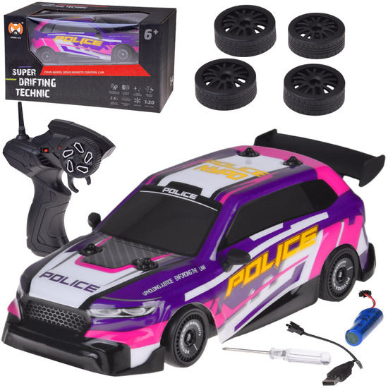 Remote controlled drift car with backlight and replaceable tires 4WD RC0744