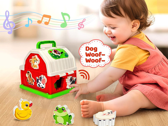 Interactive educational house farm blocks animal sounds sorter ZA5956