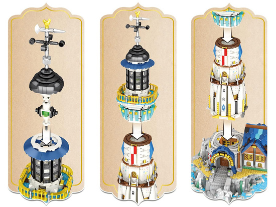 Reobrix Licensed Building Blocks Medieval Lighthouse 2966pcs ZA5805