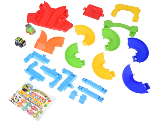 Spiral Track car set + police car and dump truck 19 pieces ZA5692