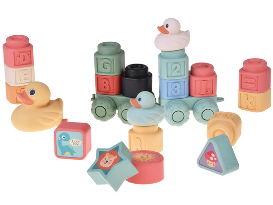 Soft Pastel Rubber Blocks with Adorable Ducklings – 30-Piece Set ZA5671