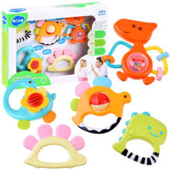 Set of 5 Rattles Teether Dinosaurs ZA3093