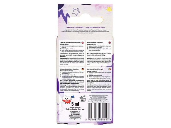 Tuban Tubi Glam lakier do paznokci dla dzieci fioletowy perłowy 5ml ZA5165